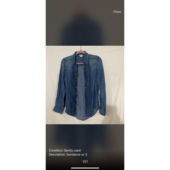 Sundance Tessa Chambray Pleated Button Down Shirt - Picture 5 of 5